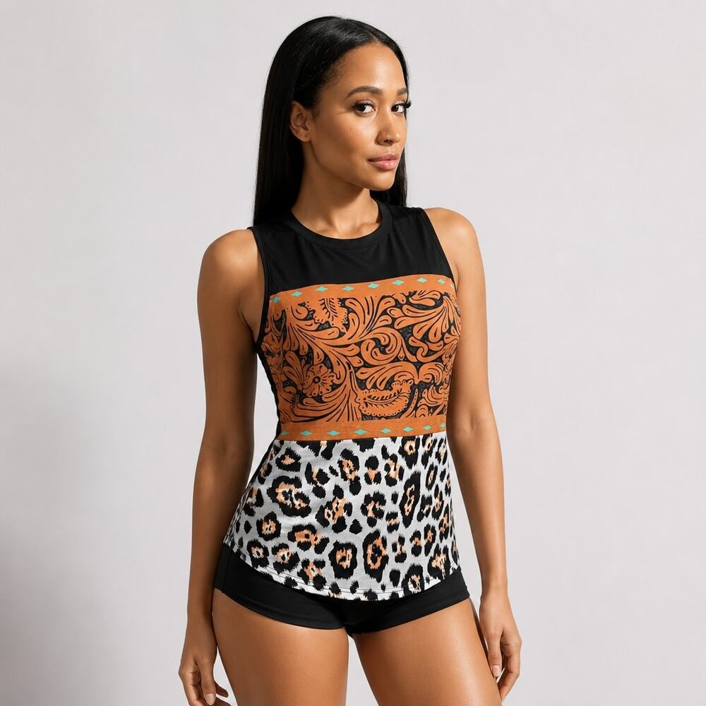 Leopard Multi Color-block T-shirt